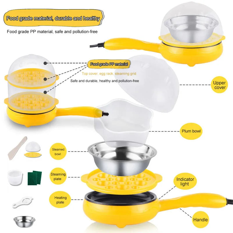 220V Omelet Steamer Egg Cooker Egg Frying Pan Auto Power Off Breakfast