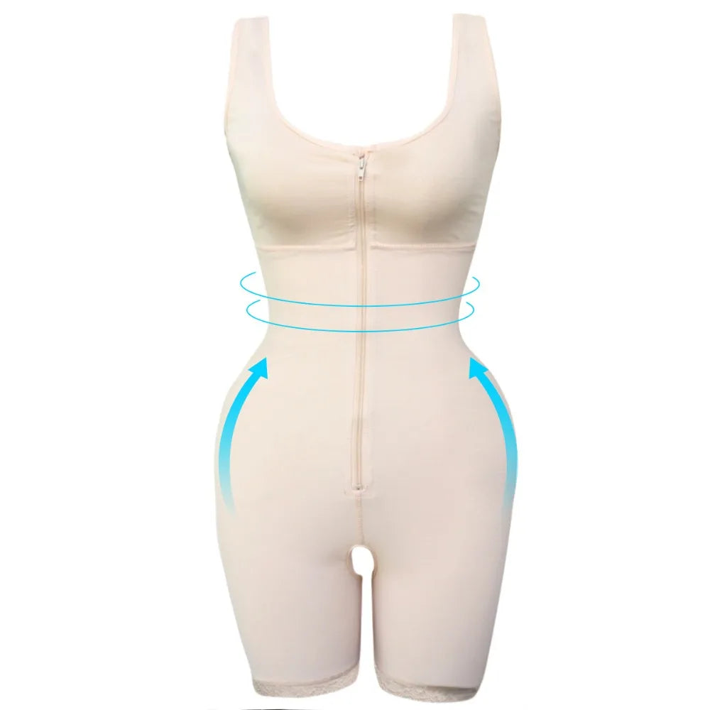 Zip Waist Lace Slimming Shaper Corset Control Shapewear Butt Lifter Strap Body Shaper