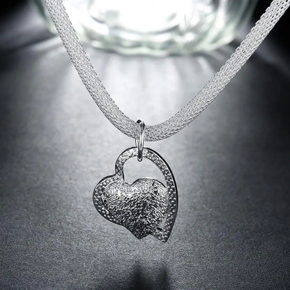925 Sterling Silver Necklace Gorgeous Charm Fashion  Heart Wedding Lady