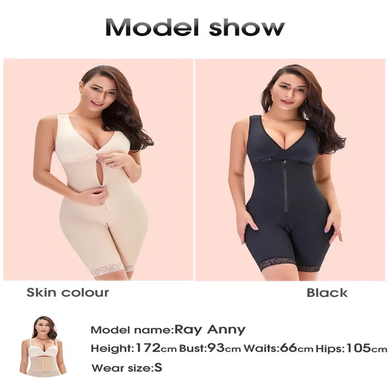 Zip Waist Lace Slimming Shaper Corset Control Shapewear Butt Lifter Strap Body Shaper
