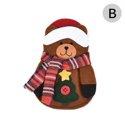 Christmas Elder Snowman Elk Doll Knife And Fork Cutlery Set Cloth