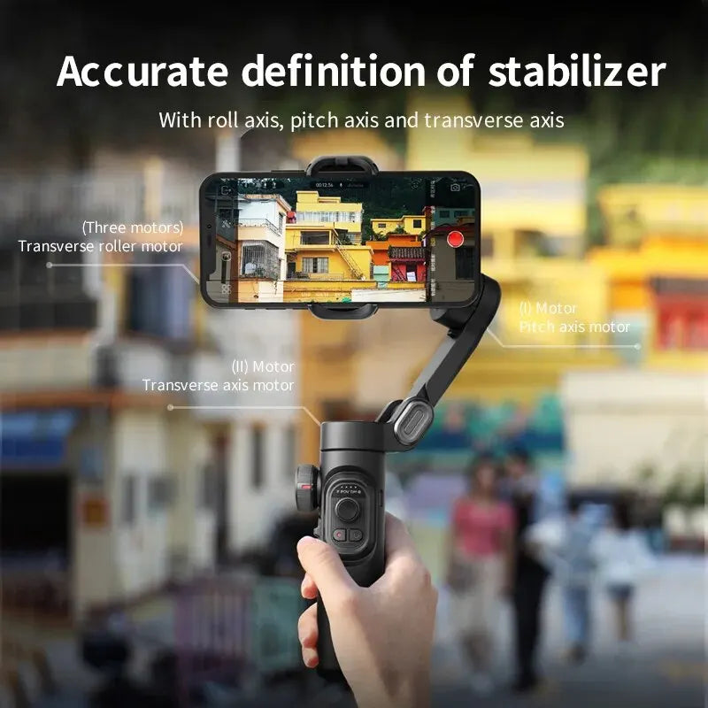 Estabilizador de cardán de mano de 3 ejes AOCHUAN SmartXE para teléfonos inteligentes para iPhone, Android, seguimiento facial con IA, TikTok, Vlog