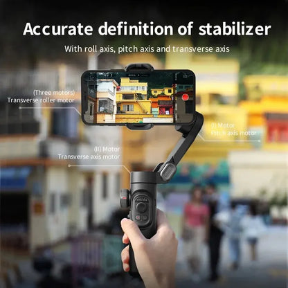 Estabilizador de cardán de mano de 3 ejes AOCHUAN SmartXE para teléfonos inteligentes para iPhone, Android, seguimiento facial con IA, TikTok, Vlog