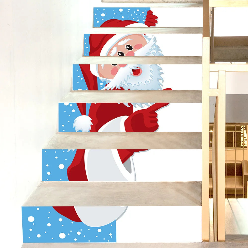 6PCS Christmas Staircase Background Cloth Xmas decoration 2025 Xmas