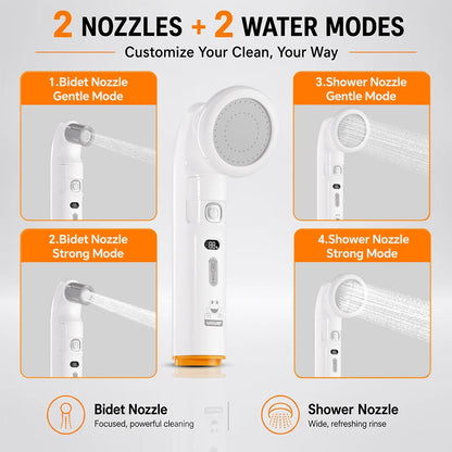 Electric Portable Bidet, 2-in-1 Shower & Bidet Nozzle, Rechargeable Travel Sprayer