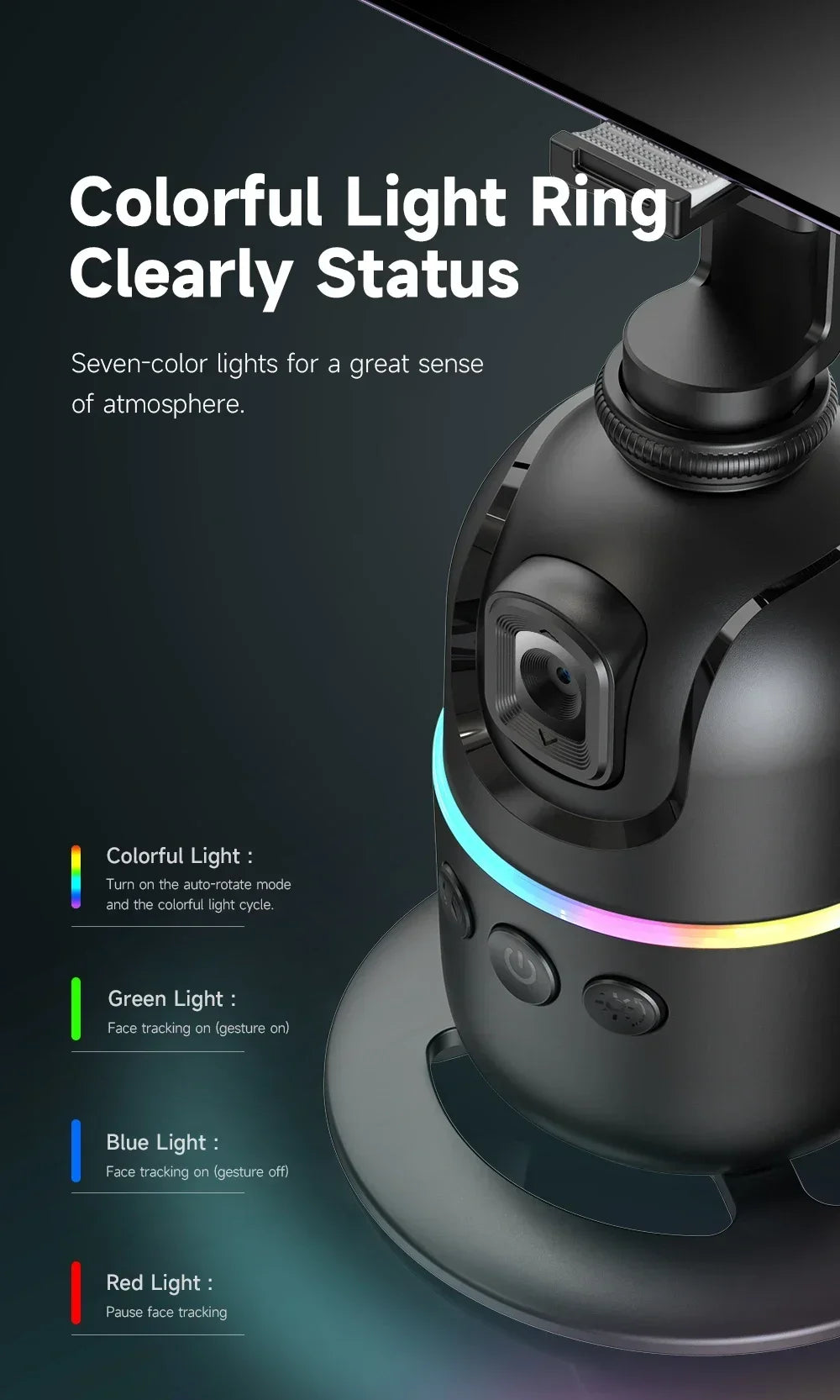 VIKEFON Estabilizador de cardán con seguimiento facial automático inteligente 360° Trípode con palo selfi