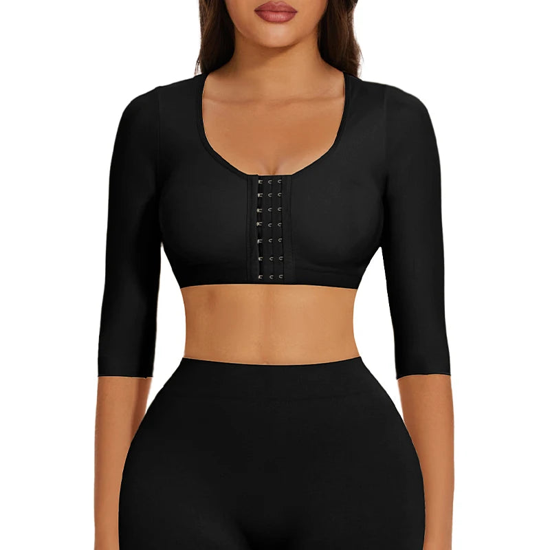 Shaper Tops for Women Flabby Arms Compression Post Surgery Front Closure Bra Cropped