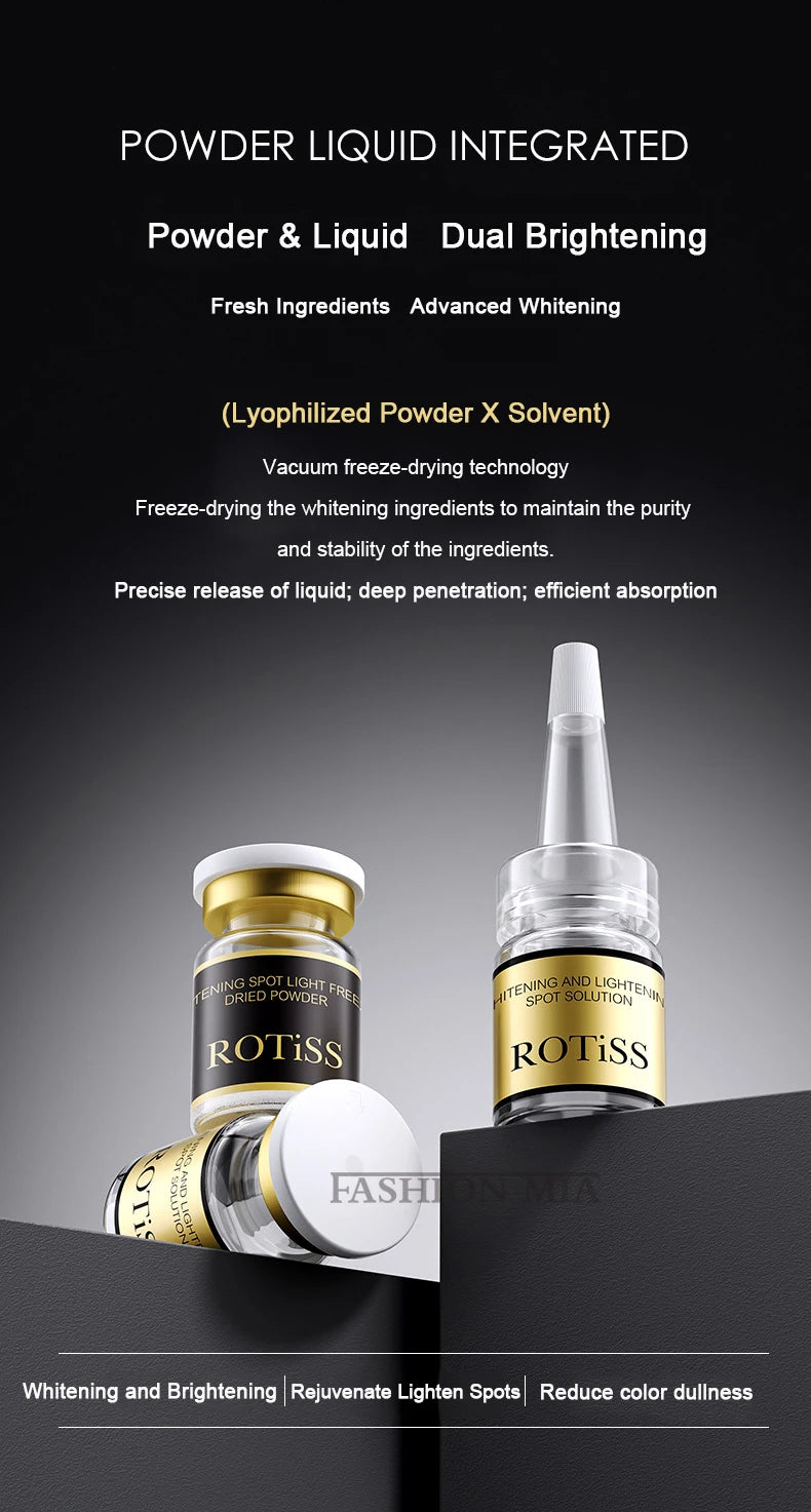 Sérum facial coreano em pó liofilizado com niacinamida e levedura, Pro-Xylane, hidrata, rejuvenesce e remove a melanina.