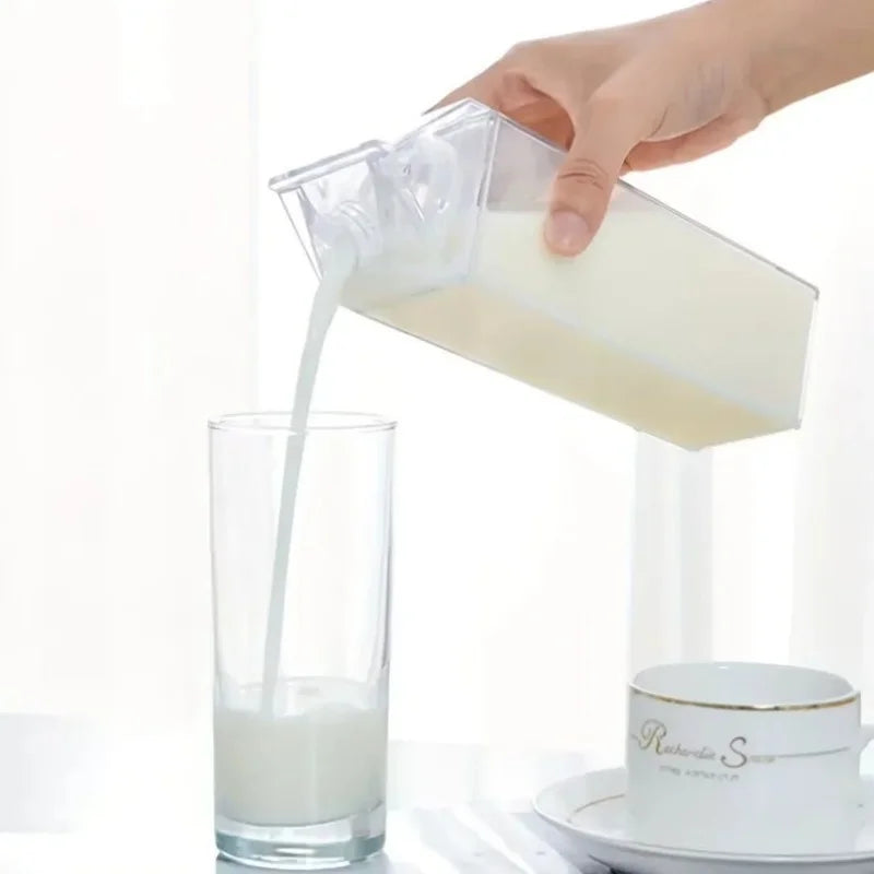 Vaso de agua con diseño de caja de leche transparente súper caliente de 500/1000 ml, estilo coreano