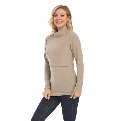 Autumn Winter Maternity Clothes Turtleneck Warm Long Sleeve