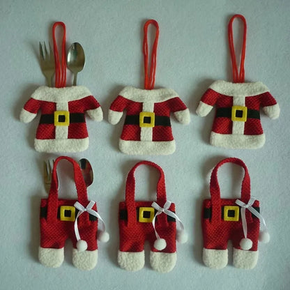 6pcs Christmas Table Decor Silverware Cutlery Tableware