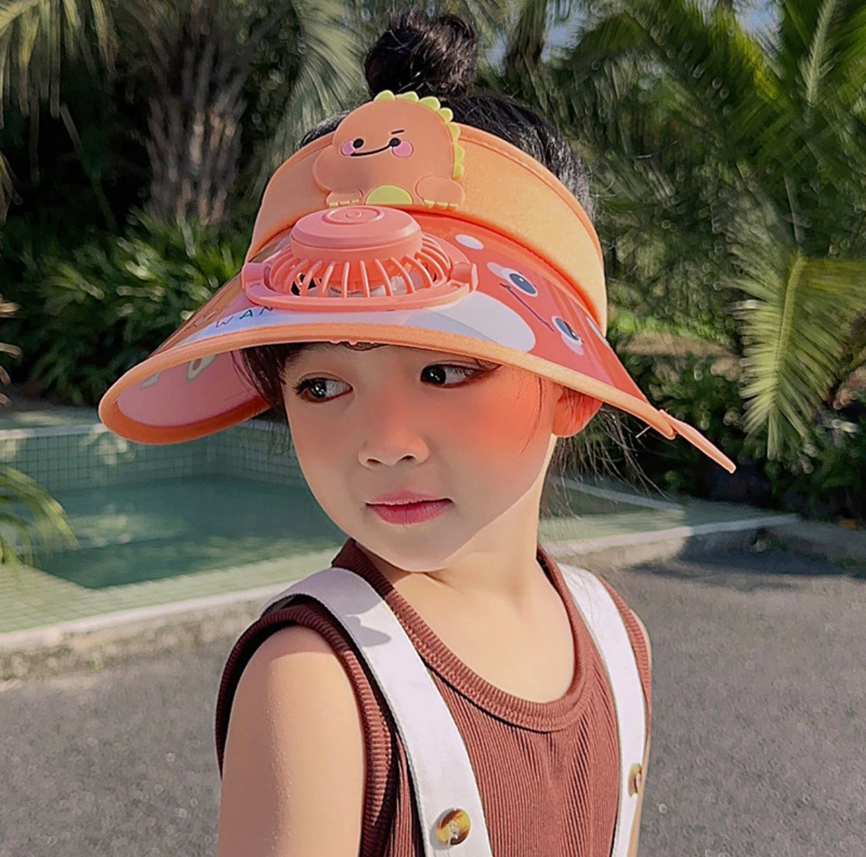 Children's Summer Sun Hat with Fan Sun Protection