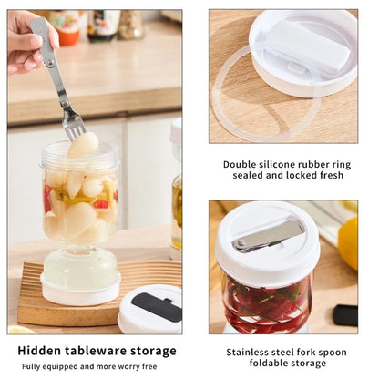 Recipiente para picles, frasco flip, armazenamento separado para alimentos húmidos e secos, suporte invertido