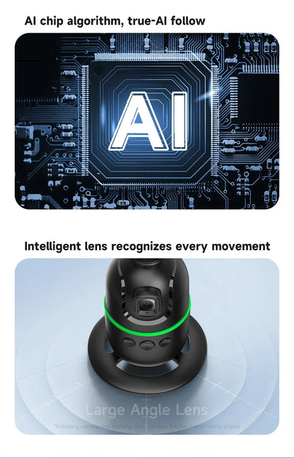 VIKEFON Estabilizador de cardán con seguimiento facial automático inteligente 360° Trípode con palo selfi