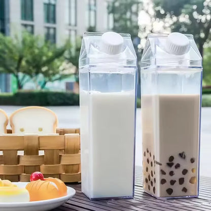 Vaso de agua con diseño de caja de leche transparente súper caliente de 500/1000 ml, estilo coreano