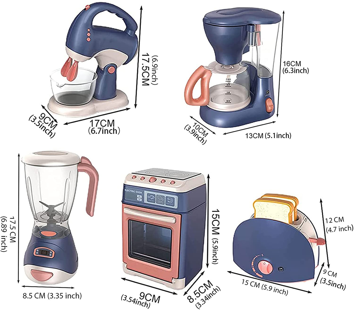 Mini Household Appliances Kitchen Toys, Pretend Play Set with Coffee Maker Blender