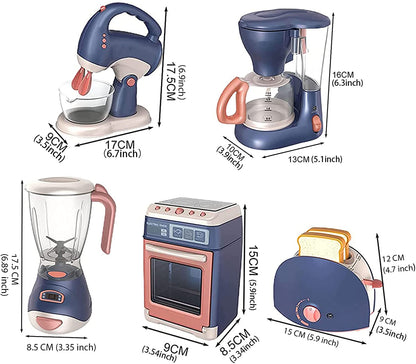 Mini Household Appliances Kitchen Toys, Pretend Play Set with Coffee Maker Blender