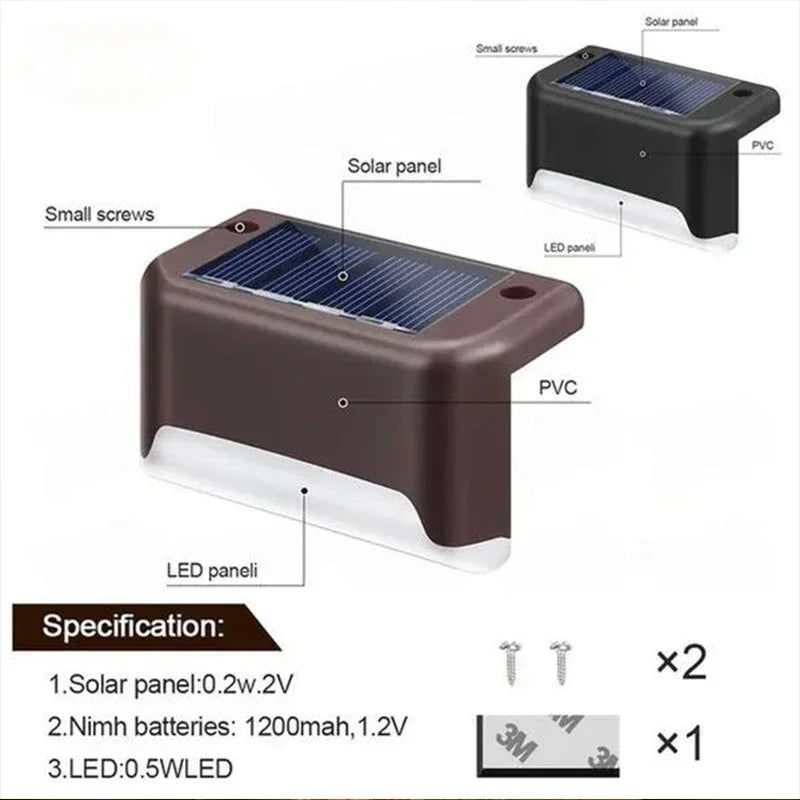 Luces solares para terraza de 4/8/12 unidades, encendido/apagado automático, impermeables, para escaleras y paredes