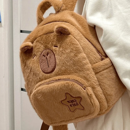 Capybara Plush Backpack Kawaii Fashion Plushie Doll Fur Pendant Children's