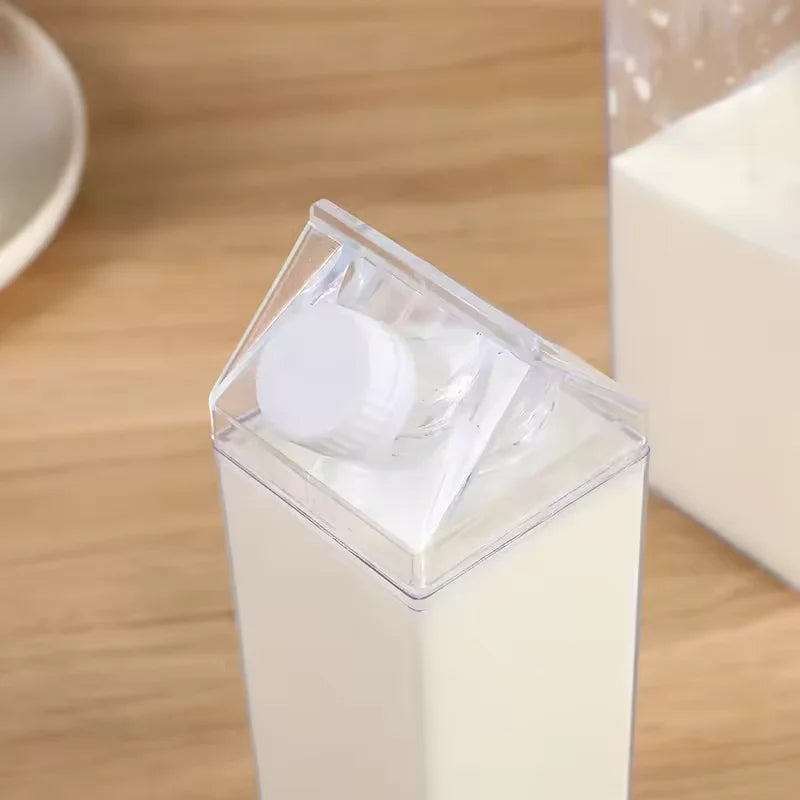 Vaso de agua con diseño de caja de leche transparente súper caliente de 500/1000 ml, estilo coreano