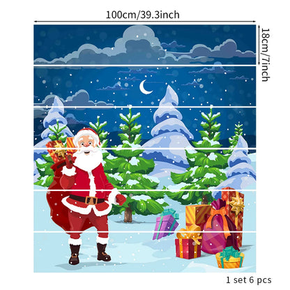 6PCS Christmas Staircase Background Cloth Xmas decoration 2025 Xmas