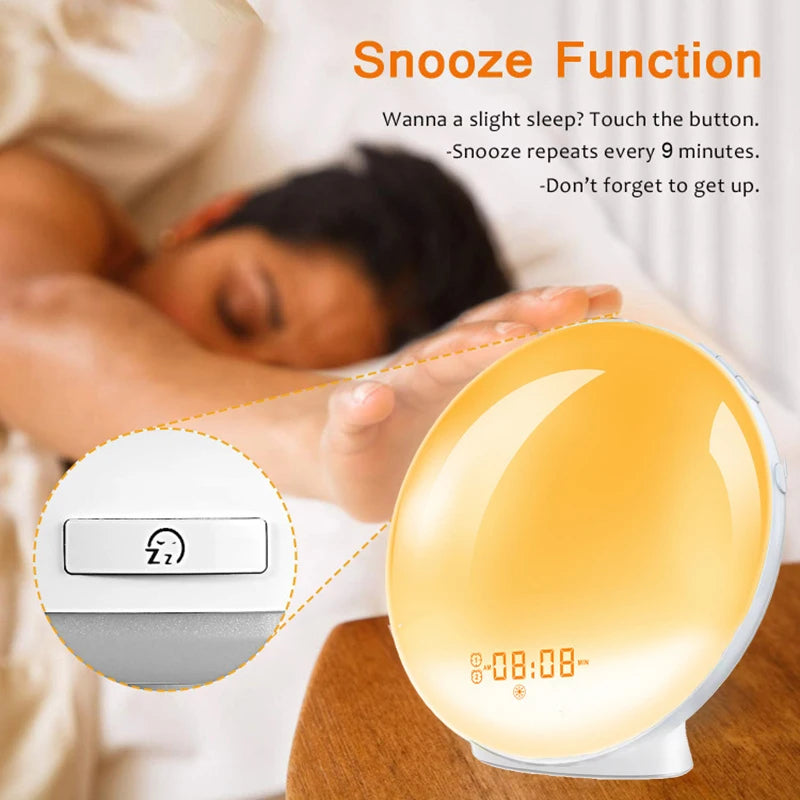 Sunrise Alarm Clock Wake Up Light Clock Sunrise/Sunset Simulation Digital Clock