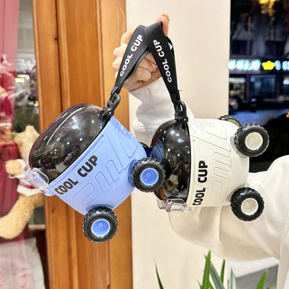 550ml Cute Portable Water Bottle with Handle Kid Car Straw Water Cup Bus