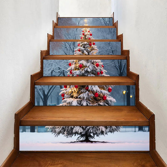6PCS Christmas Staircase Background Cloth Xmas decoration 2025 Xmas