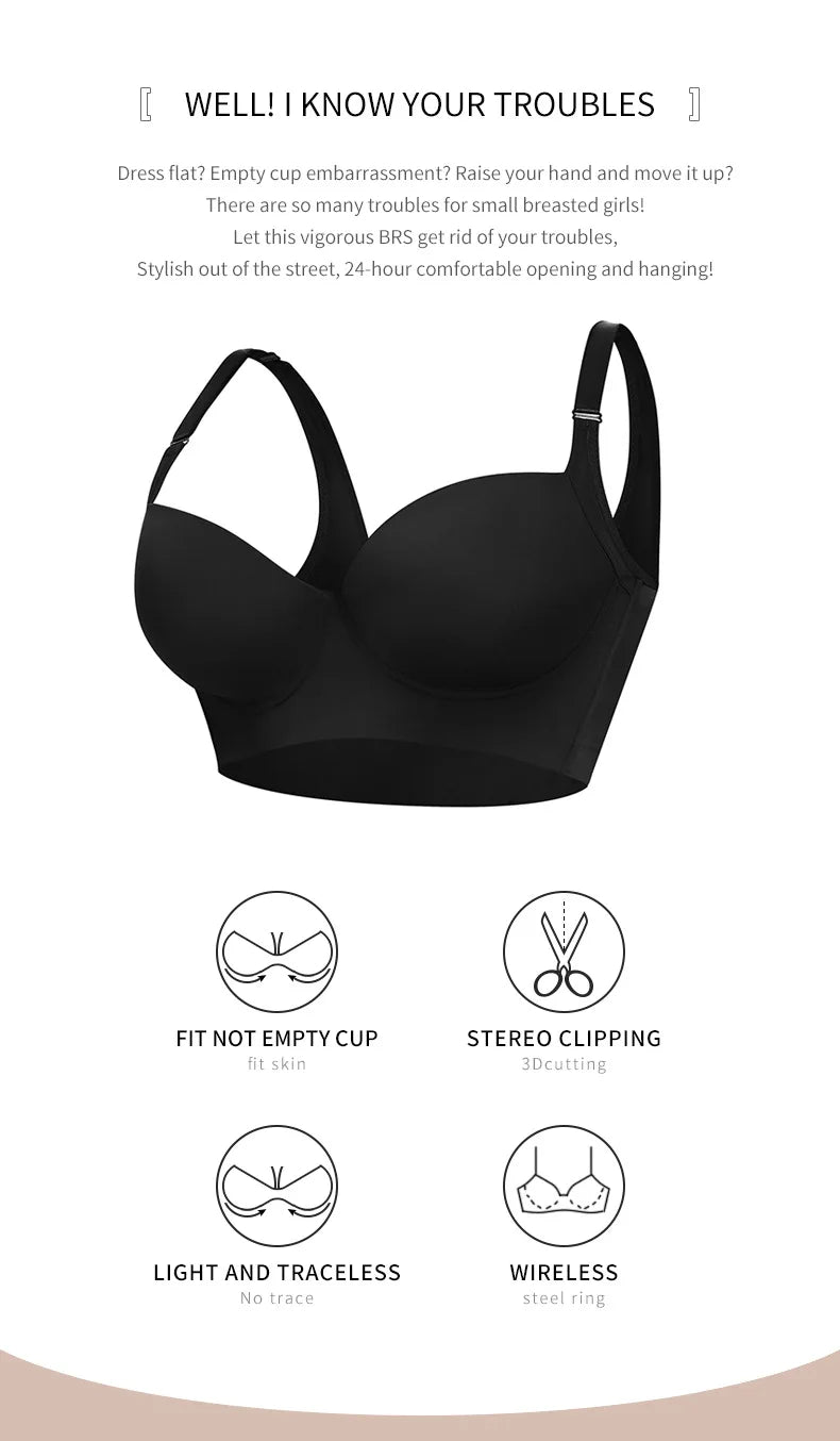 Women Full Coverage Push Up Bra Underwire Sculpting Uplift Shapewear Deep Cup