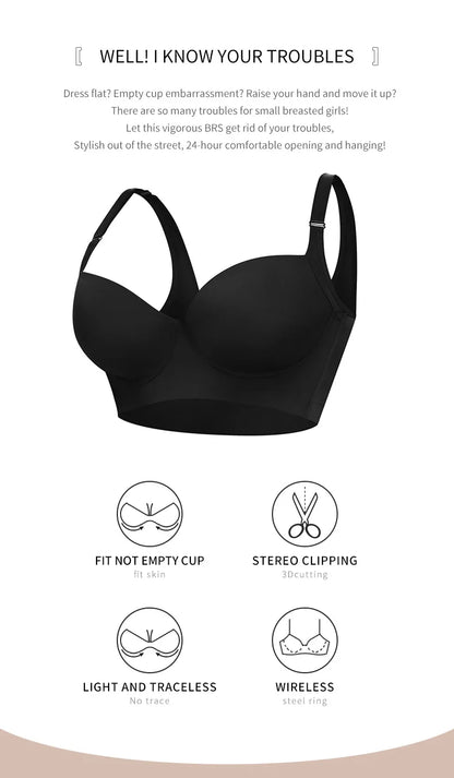 Women Full Coverage Push Up Bra Underwire Sculpting Uplift Shapewear Deep Cup