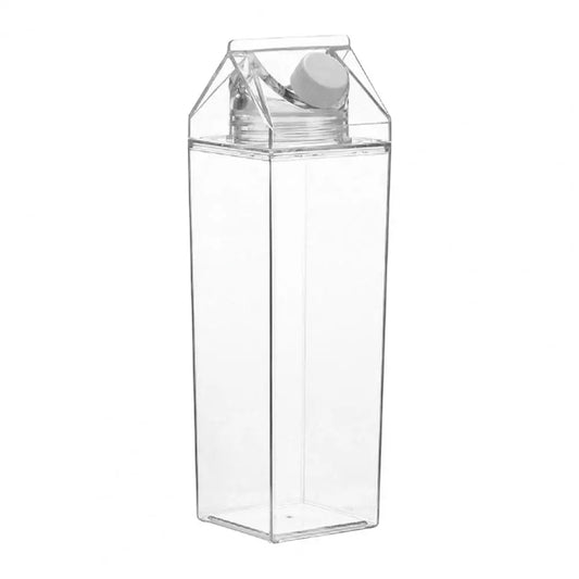 500/1000ml Water Bottle Transparent Large Capacity Square Milk