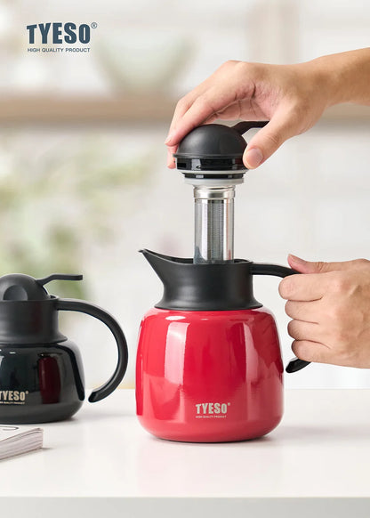 Tyeso Pumpkin-Shaped Thermos Steel Insulated Tea Infuser Hot Cold Water Bottle