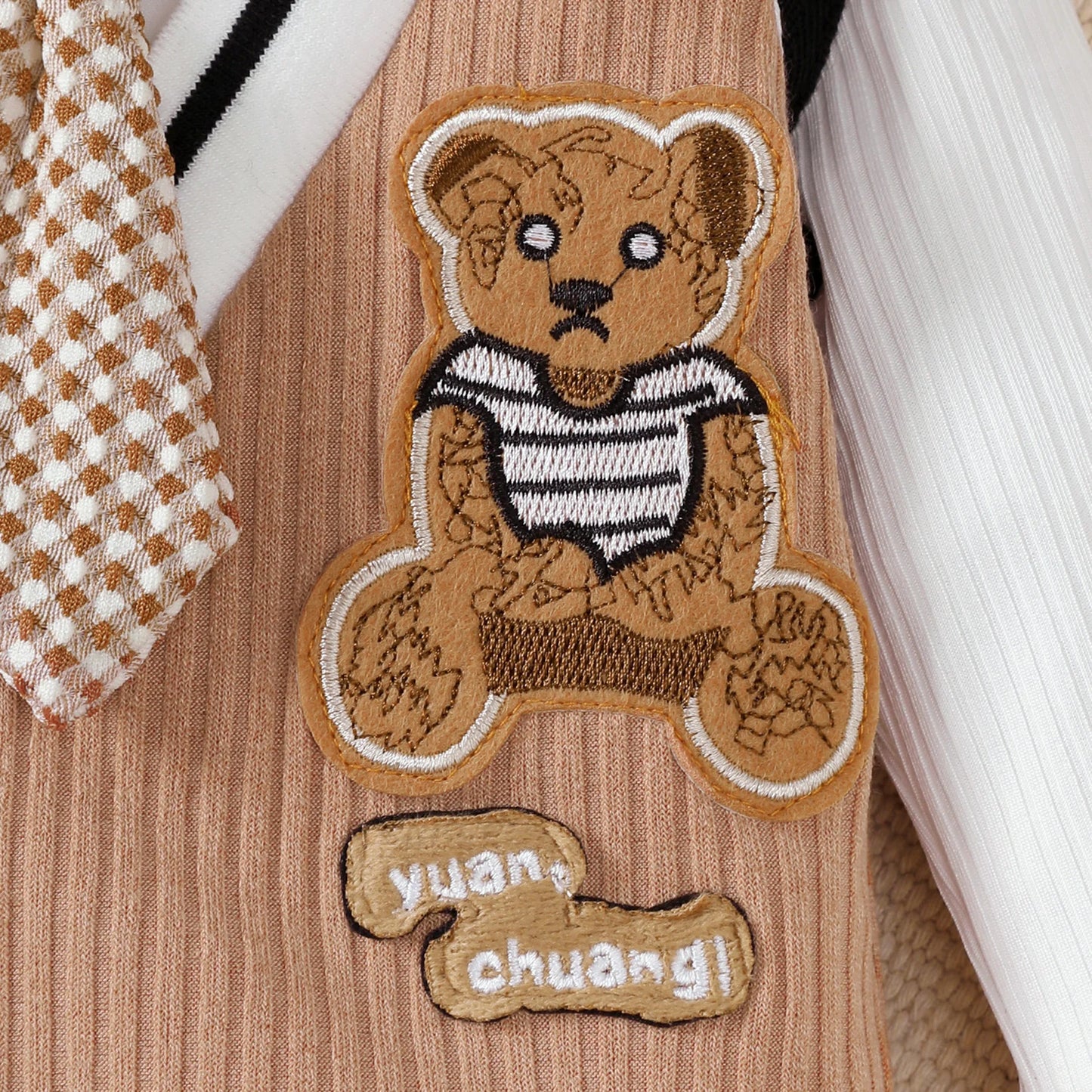 Baby boy Small Gentleman Jumpsuit Cartoon Teddy Bear Long sleeves Jumpsuit