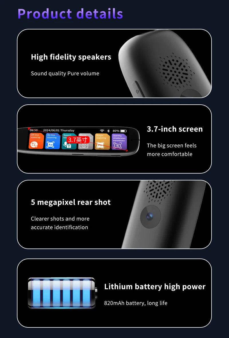 Translation Pen for Dyslexia Scanner Reading Pen 142 Text to Speech Smart Recording