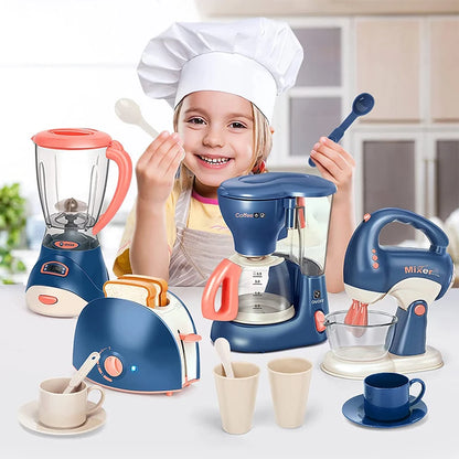 Mini Household Appliances Kitchen Toys, Pretend Play Set with Coffee Maker Blender