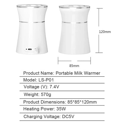Portable Baby Bottle Warmer Milk USB Charge