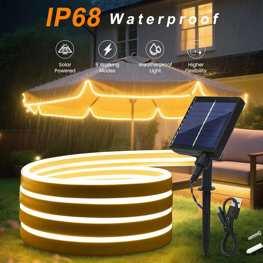 Solar LED Neon Strip Light 5m 10m DC 24V 120LED/m 2835 Flexible Lights 6x12mm Waterproofof