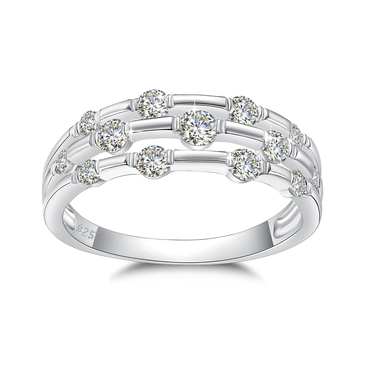 Certificated Moissanite Rings For Women Solid 925 Sterling Silver Eternity