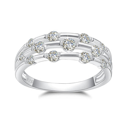 Certificated Moissanite Rings For Women Solid 925 Sterling Silver Eternity