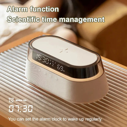 6-in-1 Smart Alarm Clock - 15W Wireless Charger, Bluetooth Speaker....