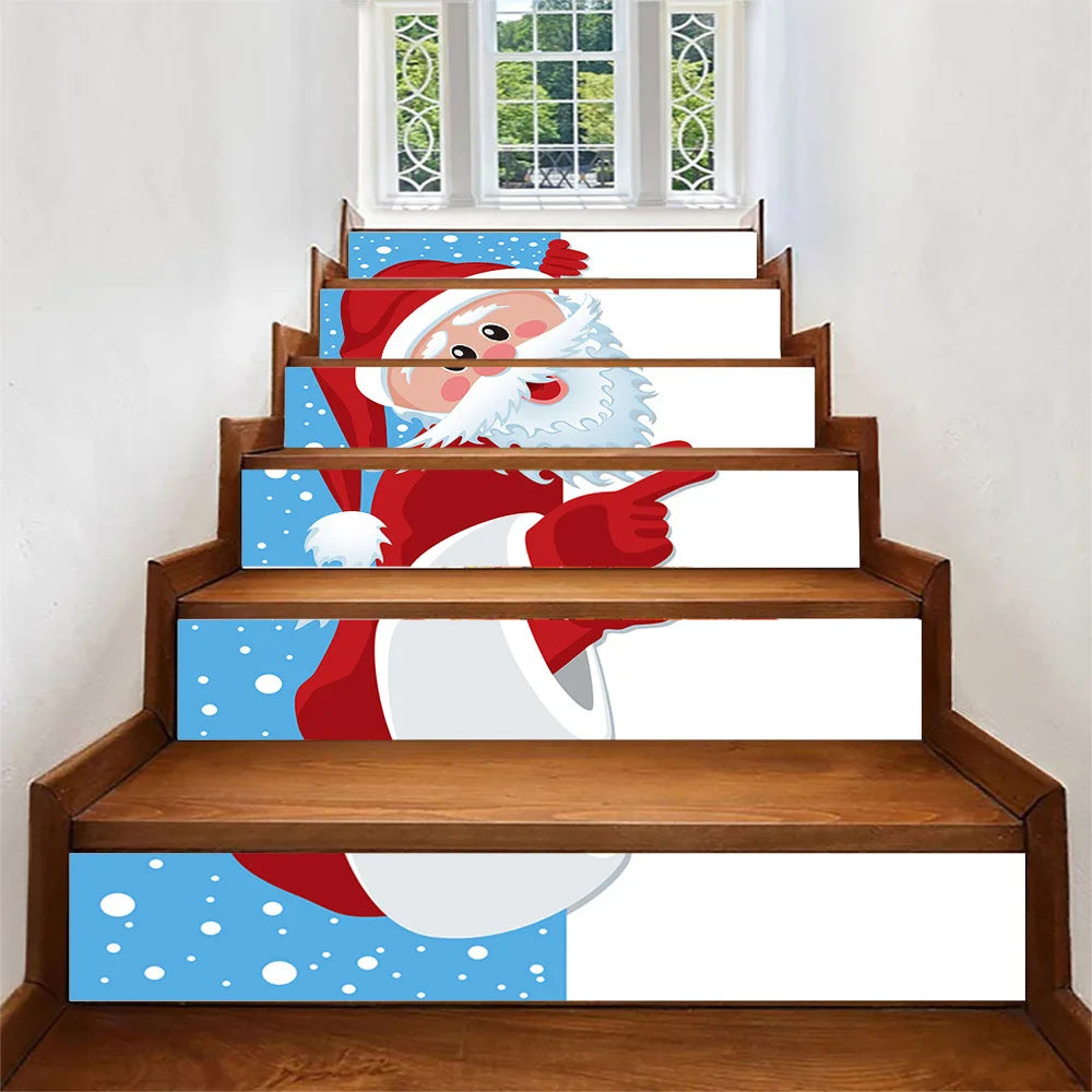 6PCS Christmas Staircase Background Cloth Xmas decoration 2025 Xmas