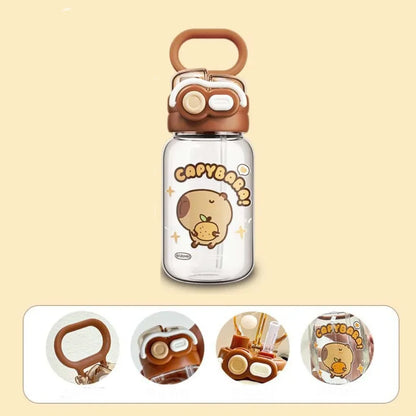 Garrafa de água de capivara de desenho animado kawaii de alta qualidade em plástico transparente