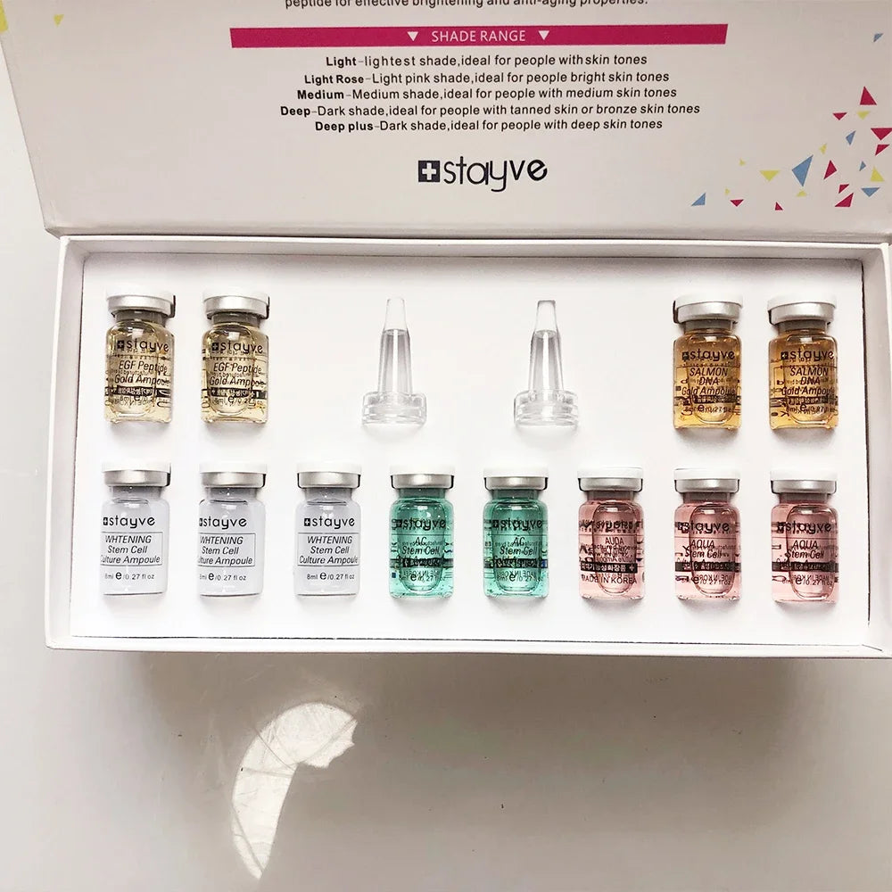 Kit Sérum Facial Branqueador Stayve BB Cream Glow Skin Booster Coreano com Peptídeos