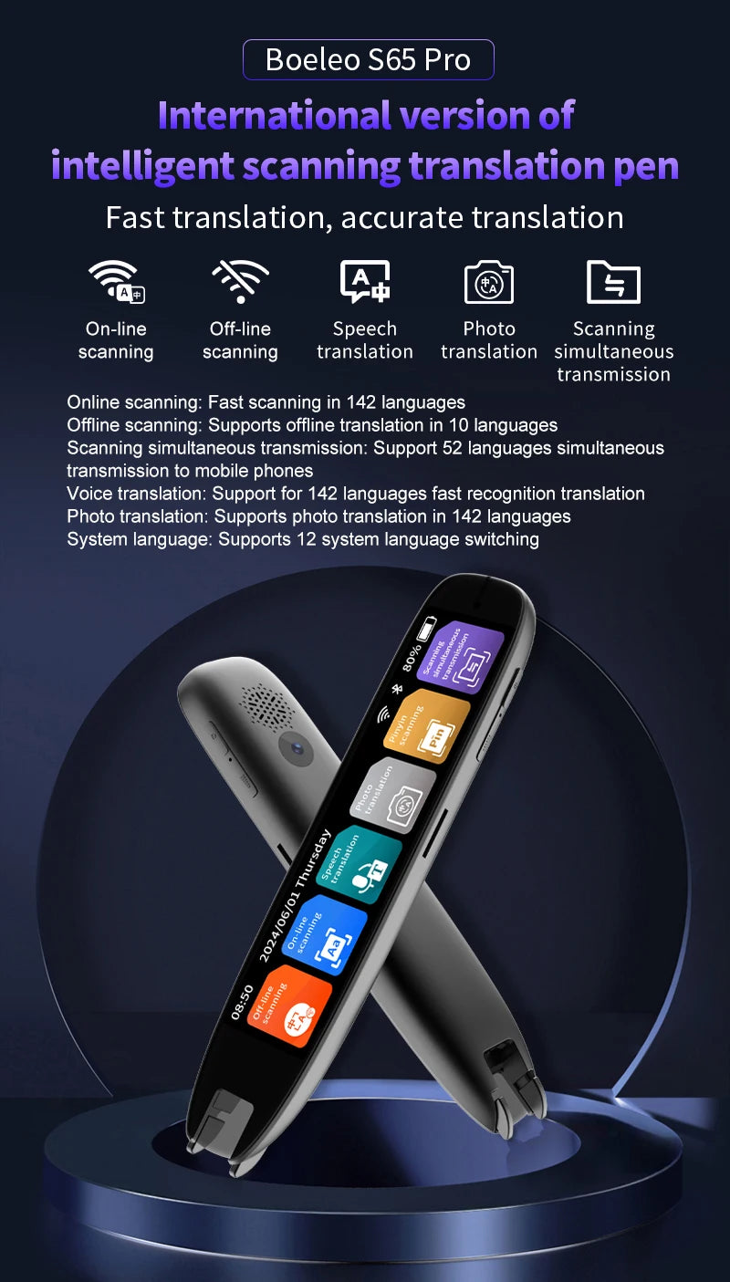 Translation Pen for Dyslexia Scanner Reading Pen 142 Text to Speech Smart Recording
