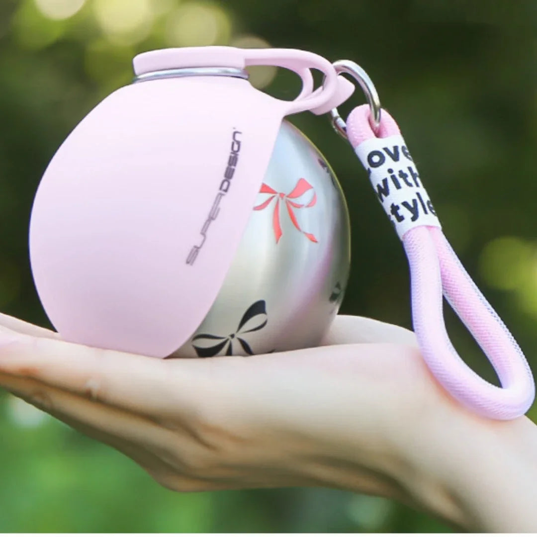 Pet Portable 285ML Water Bottle 304 Stainless Steel Foldable Basin Food-Grade Silicone Blue Pink Outdoor Pet Drinking Solution