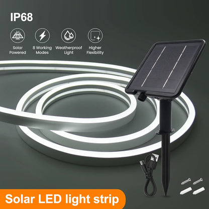 Solar LED Neon Strip Light 5m 10m DC 24V 120LED/m 2835 Flexible Lights 6x12mm Waterproofof