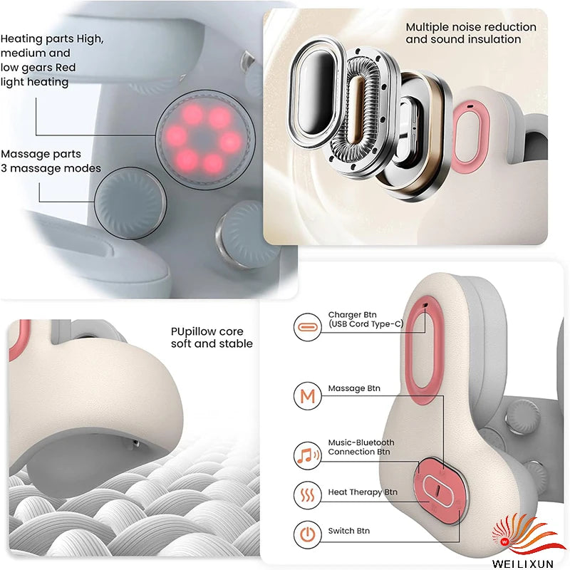 Neck Massager and Heat, U-Shape Memory Foam Airplane Pillows