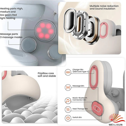 Neck Massager and Heat, U-Shape Memory Foam Airplane Pillows