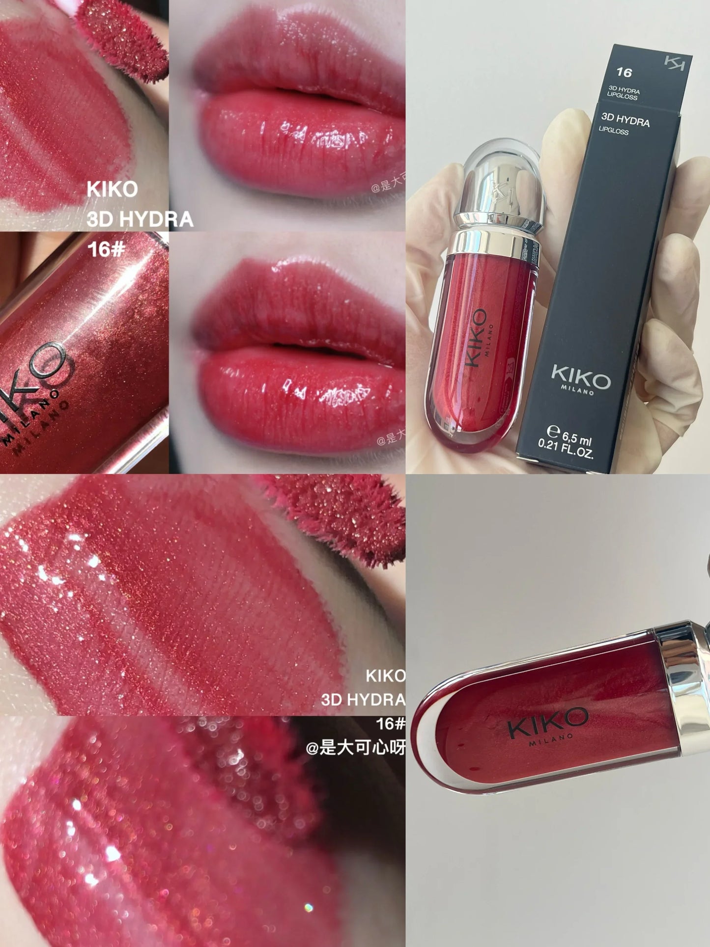 KIKO 3D Hydra Lipgloss Mirror Lip Glaze Shimmer Moisturizing Pearlescent Color Liquid