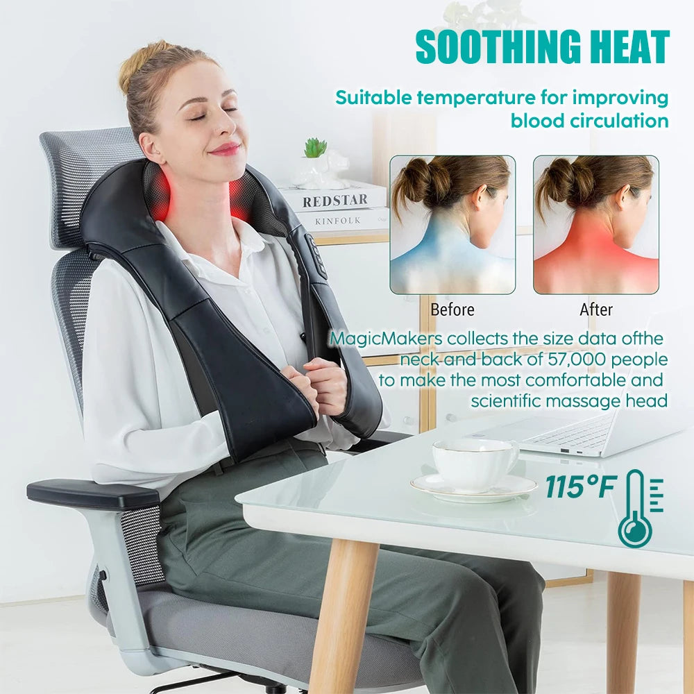 U Shape Deep Kneading Electric Massage Pillow For Neck Waist Leg Body